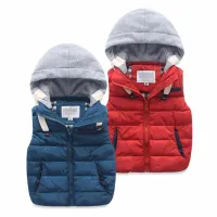 Baby warm vest with removable hood