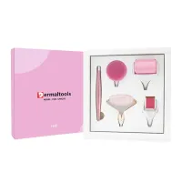 Modern kit for skin care - several attachments with different functions, pink color