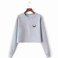 Ladies short hoodie Alien - grey