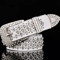 Modern leather belt with luxury rhinestones - 7 colours