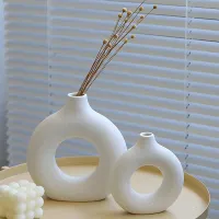 Kreativní keramická váza ve tvaru koblihy - Kruhový dutý květináč