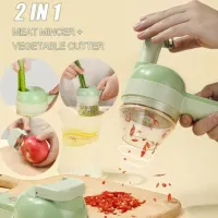4 v 1 Elektrický kráječ zeleniny Kráječ pro kuchyňské nářadí Česnek Mud Masher Česnek Chopper Řezání lisování Mixer Food Slice