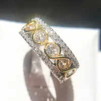 Gold plated ring with microinjected zircon for colour separation