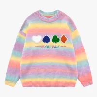 Pasztell színek Szivárvány gradiens Aranyos póker pulóver