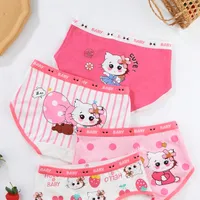 Set of 4 pcs of girls' cotton panties with cat print