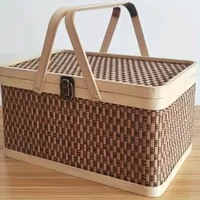 Pлете bambusový košík na ovocie - Praktický ručný košík na piknik a skladovanie potravín