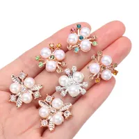 Crystal buttons in flower shape - set 10 pcs