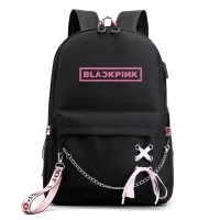 School bag with stylish drawstring on the bottom pocket - Blackpink