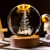 Bulă de cristal de Crăciun - Lumină 3D cu Scenă de Poveste, Lampă de Noapte și Decor pentru Masă