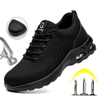 Pánske bezpečnostné pracovné topánky s oceľovou špičkou, prepichnuté a sklz-odolné - priedušné, priemyselné, športové