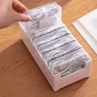 Data cable storage box, charger and cable organizer - table box for cable management (1 set)