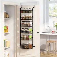4/6 Floor Hinged Organizer for Food and Spices, Metal, On the Door, With Suckers - Stylish Decoration