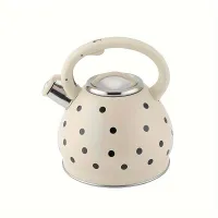 1pcs 3.5 L Stainless steel Black Dotted printing White kettle, For outdoor camping, Kitchen utensils