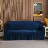 1pc Condensed Velvet Single Colored Žakárový Couch With Skirt Elastic Couch On Sofa Sofa To Sofa To Living Room, Bedroom, Office, Home Decoration