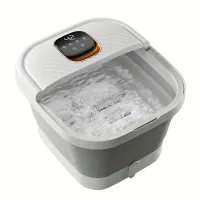 Foldable portable spa foot bath with heating, bubbles, vibrations and red light