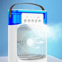 Ventilator portabil ajustabil cu umidificator de aer și iluminare LED