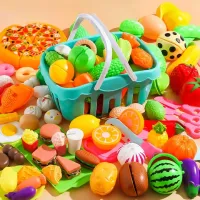 Jeu de cuisine pour enfants - 69 pièces - Fruits, légumes, pizzas et autres