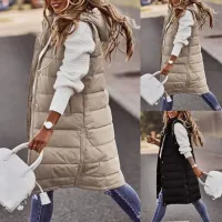 Women's winter armless vest with hood