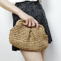 Women's beach knit bag with shoulder strap and cloud pouch design