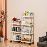 1pc Plastic Storage Cart with 3 Patrons, Riding with Handle and Wheels, Multifunctional shelf