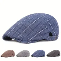 Basco unisex senza tempo con motivo a quadri - stile britannico, berretto da pittore, cappello piatto vintage, berretto da edicolante per donna e uomo