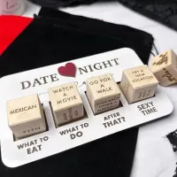 Fun wooden set of playing dice to plan an evening date