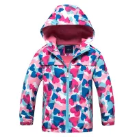 Spring floral girls fleece waterproof jacket