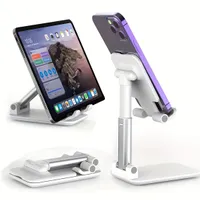 Foldable telephone/tablet stand with adjustable height and angle for Android, smartphone, e-reader and tablet