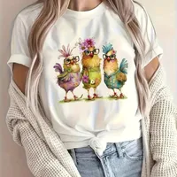 Women's T-shirt with chicken printing