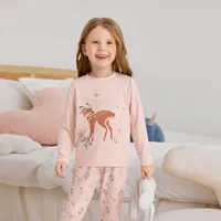 Girl set shirts and leggings for sleeping with cute animal motif