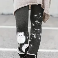 Cuki macskás mintás leggings, rugalmas derékkal