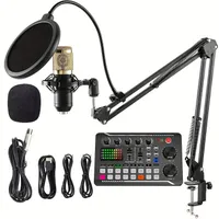 Podcasting tools - complete set with microphone, stand, mixer for PC, laptop, smartphone - recording games, streaming