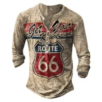 T-shirt a maniche lunghe da uomo con stampa del logo Route 66 in stile retrò