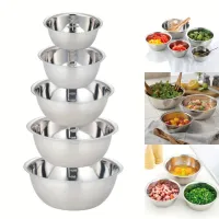 5 part set of stainless steel bowls with multifunctional use