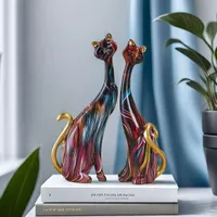 2 bucăți Decorațiuni Decorative pentru Pisici, Decorațiuni Interioare cu Tematică Animalieră, Decorațiuni pentru Cameră și Living, Cadou de Ziua Îndrăgostiților, Statuete din Rășină pentru Pisici pentru Iubitorii de Pisici