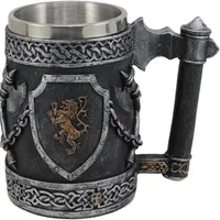 Ebros veľký stredoveký erb Anglický lev Heraldika Štíty Tankard Pivný tankard