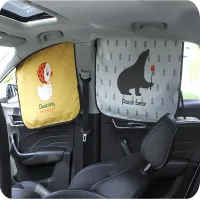 Magnetic curtain for car windows with cartoon theme and UV protection for children