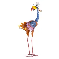 1 pc metal statue of a garden bird, standing animal ornaments in the backyard, outdoor statue for art decoration garden terrace, home decoration