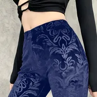 Gothic flowered high waist pants - Elegant Flared pants