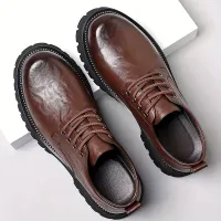 Men's all-skinned brogue shoes with breathable microfiber, wear-resistant, laced social shoes