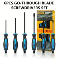 Set of 6 pcs CRV Heavy Duty Magnetic Screwdriver, 3 cross and 3 flat screwdriver For fixing, mowing and authorising Hooked Screws With groove, 5.5, 6.5, 8 A 3 Cross, Ph1, PH2. PH3