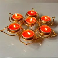 Elegant set of 7 candlesticks with pattern of sliving flower, ideal for table decoration