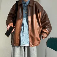 Designer leather jacket for men in brown and black variant