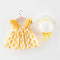 Girls summer clothes set - dress with bow and hat