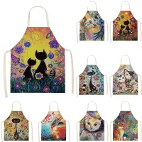 Cute apron in the kitchen with a motif of cats