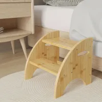 Wooden table with two stages of bamboo with safety handles