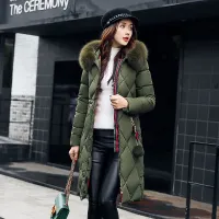 Women's quilted long winter parka Lenny with faux fur on the hood