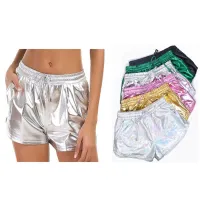 Women's metallic holographic stylish mini shorts