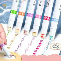Fully shaped highlighters for drawing lines, roller tip, curved lines, flowers, graffiti - school and office supplies