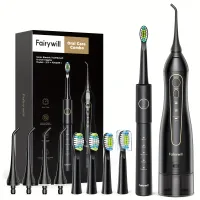 Fairywill Water Flosser And Toothbrush Combo, 5 modes A 4 toothbrushes & 3 modes A 4 nozzles Oral Irrigator For Straighteners Care About Bridges